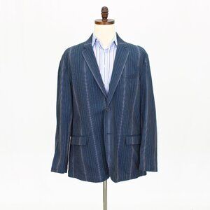 FCUK 46L Navy Striped 2-Button Sport Coat Blazer Jacket T620